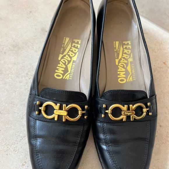 Salvatore Ferragamo Black Leather Loafers with Emblem, EU size 37 - Picture 3 of 6